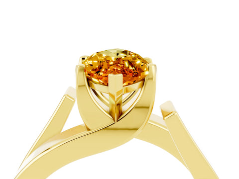 Yellow gold Modern Tension Set Marquise Cut Citrine Solitaire Wide Band Ring_4