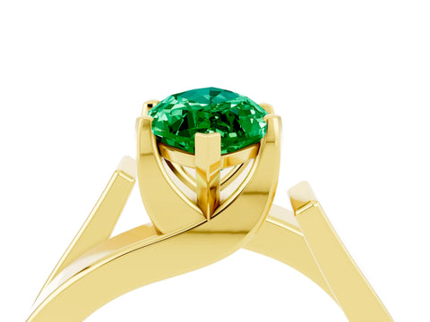 Yellow gold Modern Tension Set Marquise Cut Emerald Solitaire Wide Band Ring_16