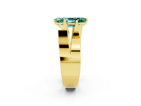 Yellow gold Modern Tension Set Marquise Cut Green Sapphire Solitaire Wide Band Ring_2
