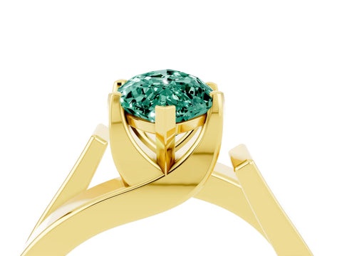 Yellow gold Modern Tension Set Marquise Cut Green Sapphire Solitaire Wide Band Ring_4