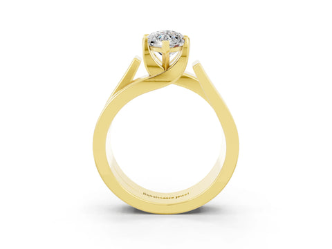 Yellow gold Modern Tension Set Marquise Cut Moissanite Solitaire Wide Band Ring_3