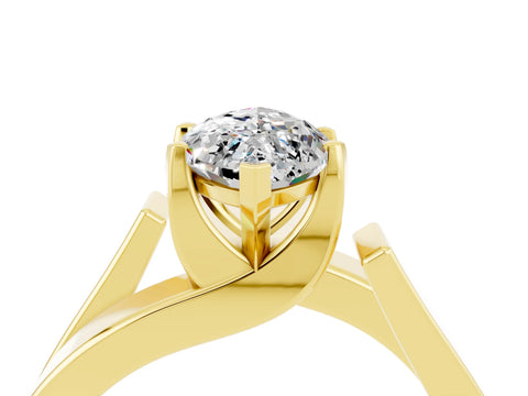 Yellow gold Modern Tension Set Marquise Cut Moissanite Solitaire Wide Band Ring_4