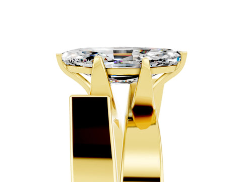 Yellow gold Modern Tension Set Marquise Cut Moissanite Solitaire Wide Band Ring_5