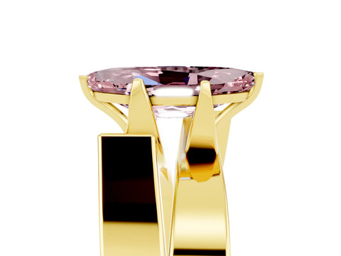 Yellow gold Modern Tension Set Marquise Cut Morganite Solitaire Wide Band Ring_5