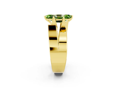 Yellow gold Modern Tension Set Marquise Cut Peridot Solitaire Wide Band Ring_2