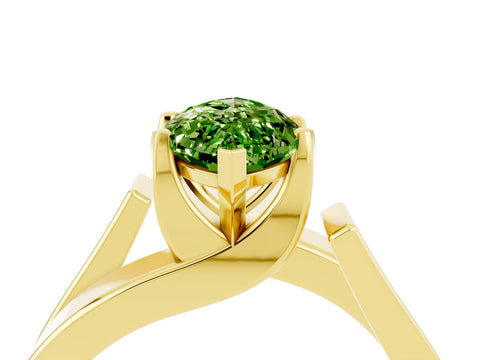 Yellow gold Modern Tension Set Marquise Cut Peridot Solitaire Wide Band Ring_4