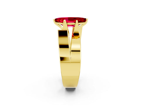 Yellow gold Modern Tension Set Marquise Cut Ruby Solitaire Wide Band Ring_2