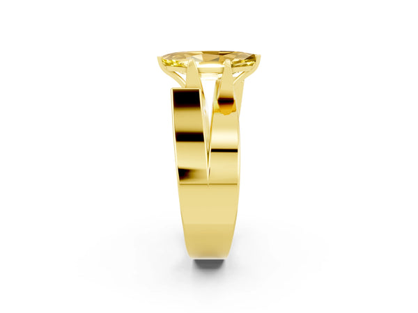 Yellow gold Modern Tension Set Marquise Cut Yellow Sapphire Solitaire Wide Band Ring
