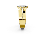 14K Yellow Gold Modern Tension Set 3.05 Carat E VVS2 Marquise Diamond Solitaire Wide Band Ring