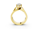 14K Yellow Gold Modern Tension Set 3.05 Carat E VVS2 Marquise Diamond Solitaire Wide Band Ring