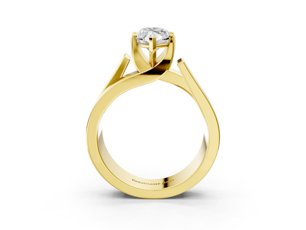 14K Yellow Gold Modern Tension Set 3.05 Carat E VVS2 Marquise Diamond Solitaire Wide Band Ring