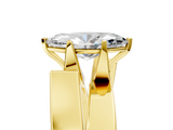 14K Yellow Gold Modern Tension Set 3.05 Carat E VVS2 Marquise Diamond Solitaire Wide Band Ring