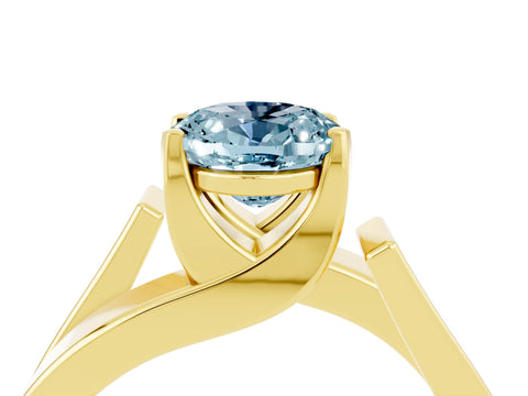 Yellow gold Modern Tension Set Oval Cut Aquamarine Solitaire Wide Band Ring_4