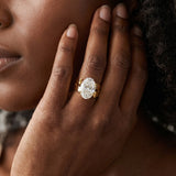 Yellow gold Modern Tension Set Oval Cut Diamond Solitaire Wide Band Ring_14