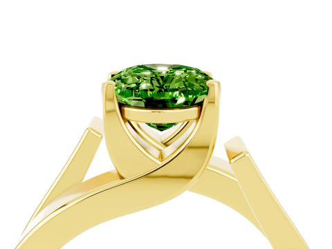 Yellow gold Modern Tension Set Oval Cut Peridot Solitaire Wide Band Ring_4