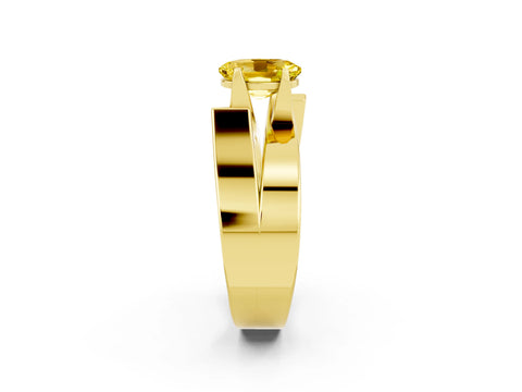 Yellow gold Modern Tension Set Oval Cut Yellow Sapphire Solitaire Wide Band Ring_14