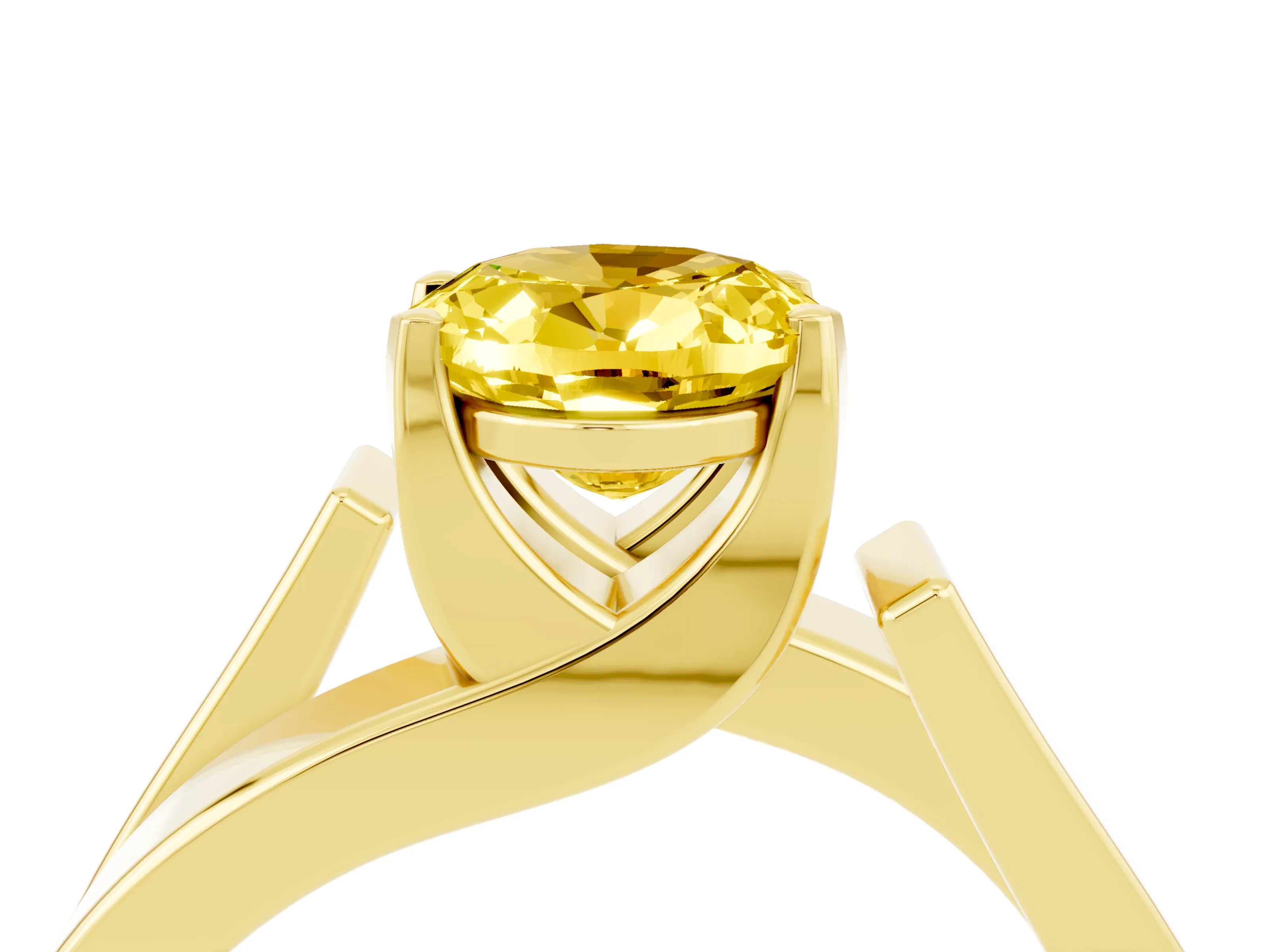 Yellow gold Modern Tension Set Oval Cut Yellow Sapphire Solitaire Wide Band Ring_16