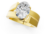 Yellow gold Modern Tension Set Oval Solitaire Wide Band Ring_127