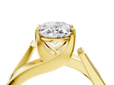 Yellow gold Modern Tension Set Oval Solitaire Wide Band Ring_130