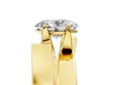 Yellow gold Modern Tension Set Oval Solitaire Wide Band Ring_131