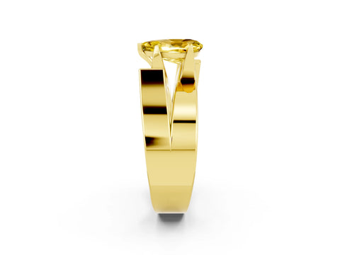 Yellow gold Modern Tension Set Pear Cut Yellow Sapphire Solitaire Wide Band Ring_14