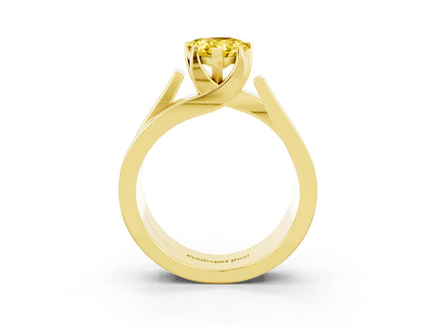 Yellow gold Modern Tension Set Pear Cut Yellow Sapphire Solitaire Wide Band Ring_15
