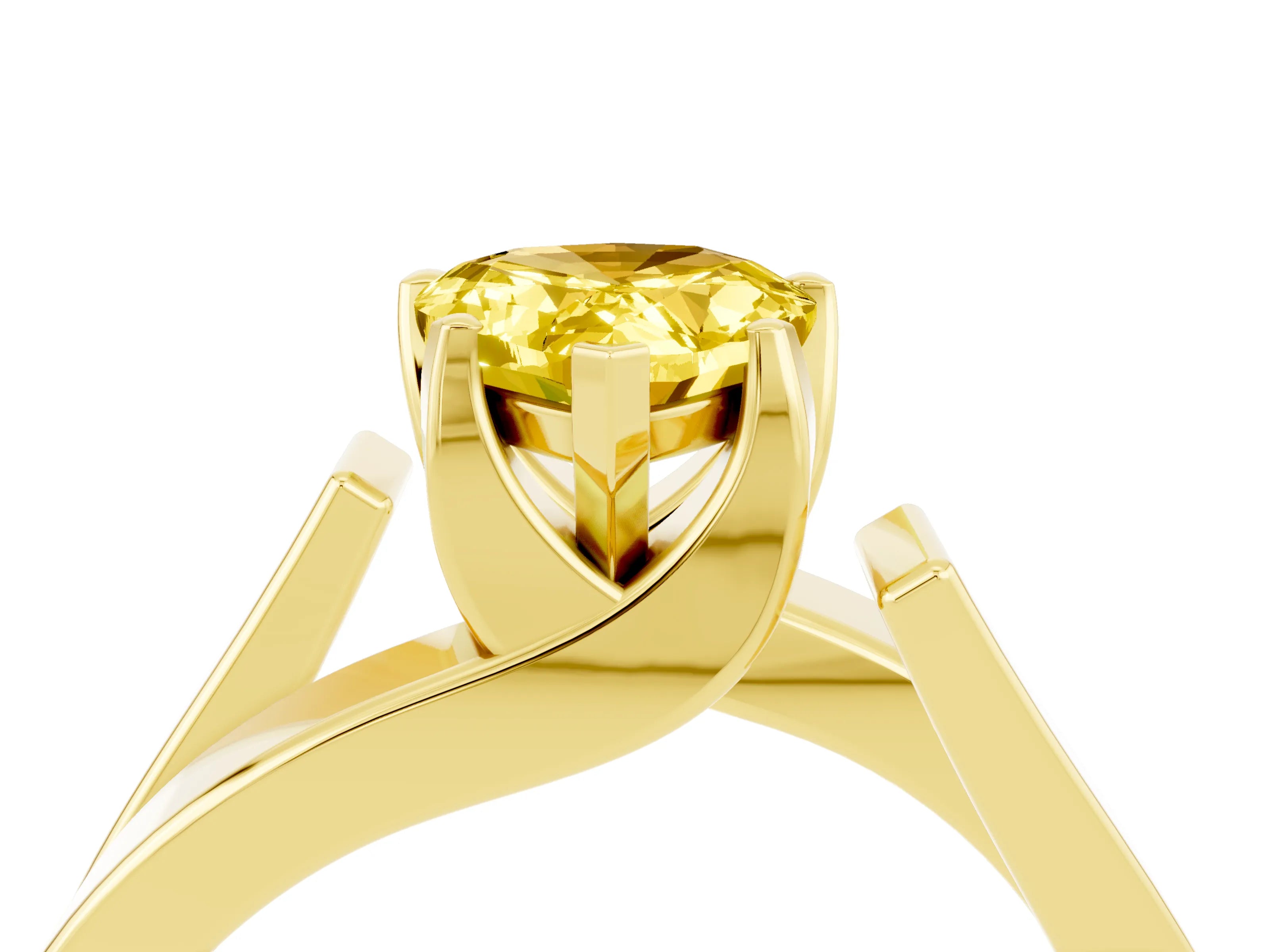 Yellow gold Modern Tension Set Pear Cut Yellow Sapphire Solitaire Wide Band Ring_16