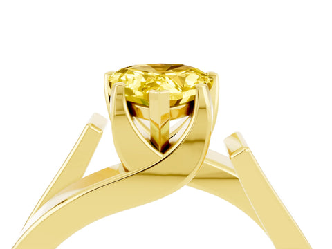Yellow gold Modern Tension Set Pear Cut Yellow Sapphire Solitaire Wide Band Ring_16