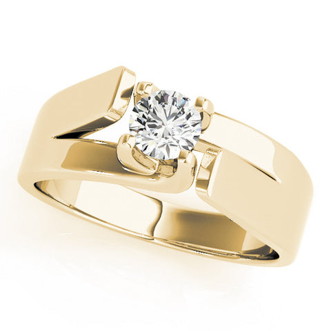 Yellow gold Modern Tension Set Pear Solitaire Wide Band Ring 1