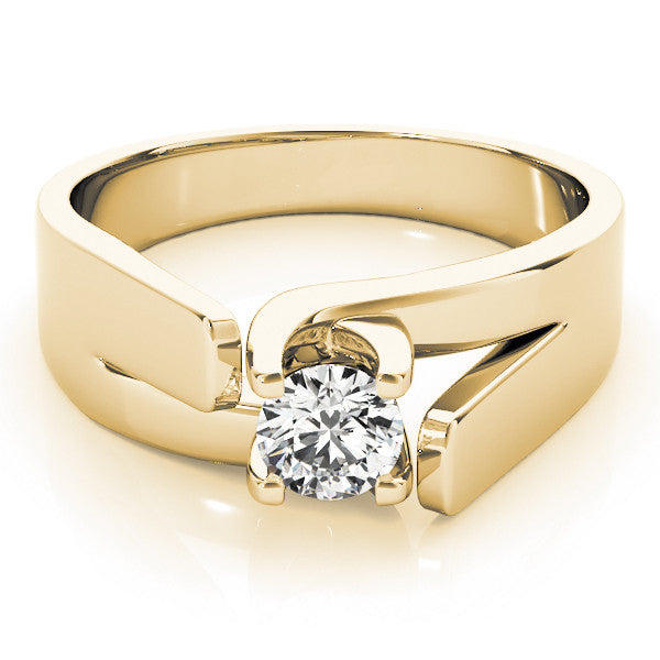 Yellow gold Modern Tension Set Pear Solitaire Wide Band Ring 2