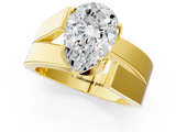 Yellow gold Modern Tension Set Pear Solitaire Wide Band Ring_160