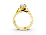 Yellow gold Modern Tension Set Pear Solitaire Wide Band Ring_162