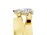 Yellow gold Modern Tension Set Pear Solitaire Wide Band Ring_164