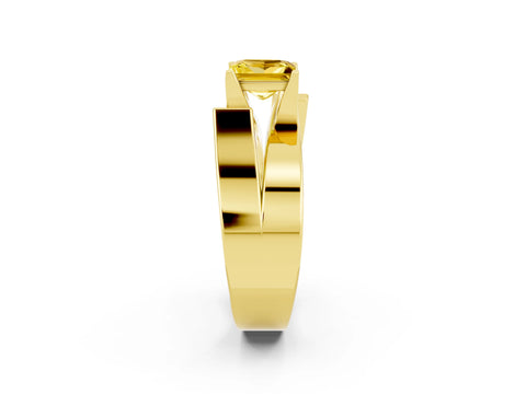 Yellow gold Modern Tension Set Princess Cut Yellow Sapphire Solitaire Wide Band Ring_14