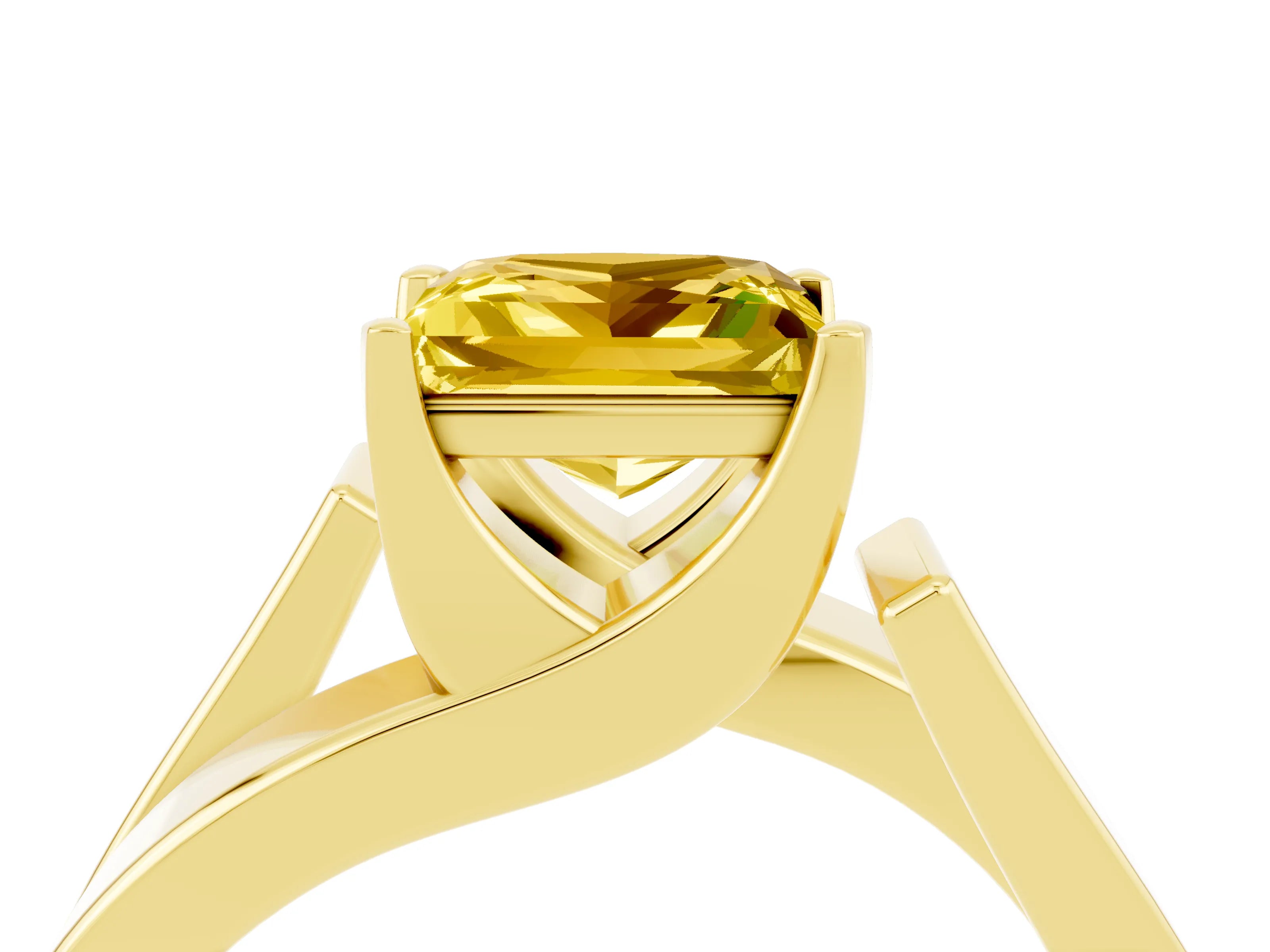 Yellow gold Modern Tension Set Princess Cut Yellow Sapphire Solitaire Wide Band Ring_16