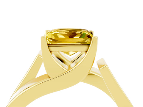 Yellow gold Modern Tension Set Princess Cut Yellow Sapphire Solitaire Wide Band Ring_16