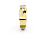 Yellow gold Modern Tension Set Princess Solitaire Wide Band Ring_126