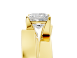 Yellow gold Modern Tension Set Princess Solitaire Wide Band Ring_129