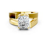 Yellow gold Modern Tension Set Radiant Solitaire Wide Band Ring_141