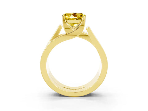 Yellow gold Modern Tension Set Round Cut Yellow Sapphire Solitaire Wide Band Ring_15