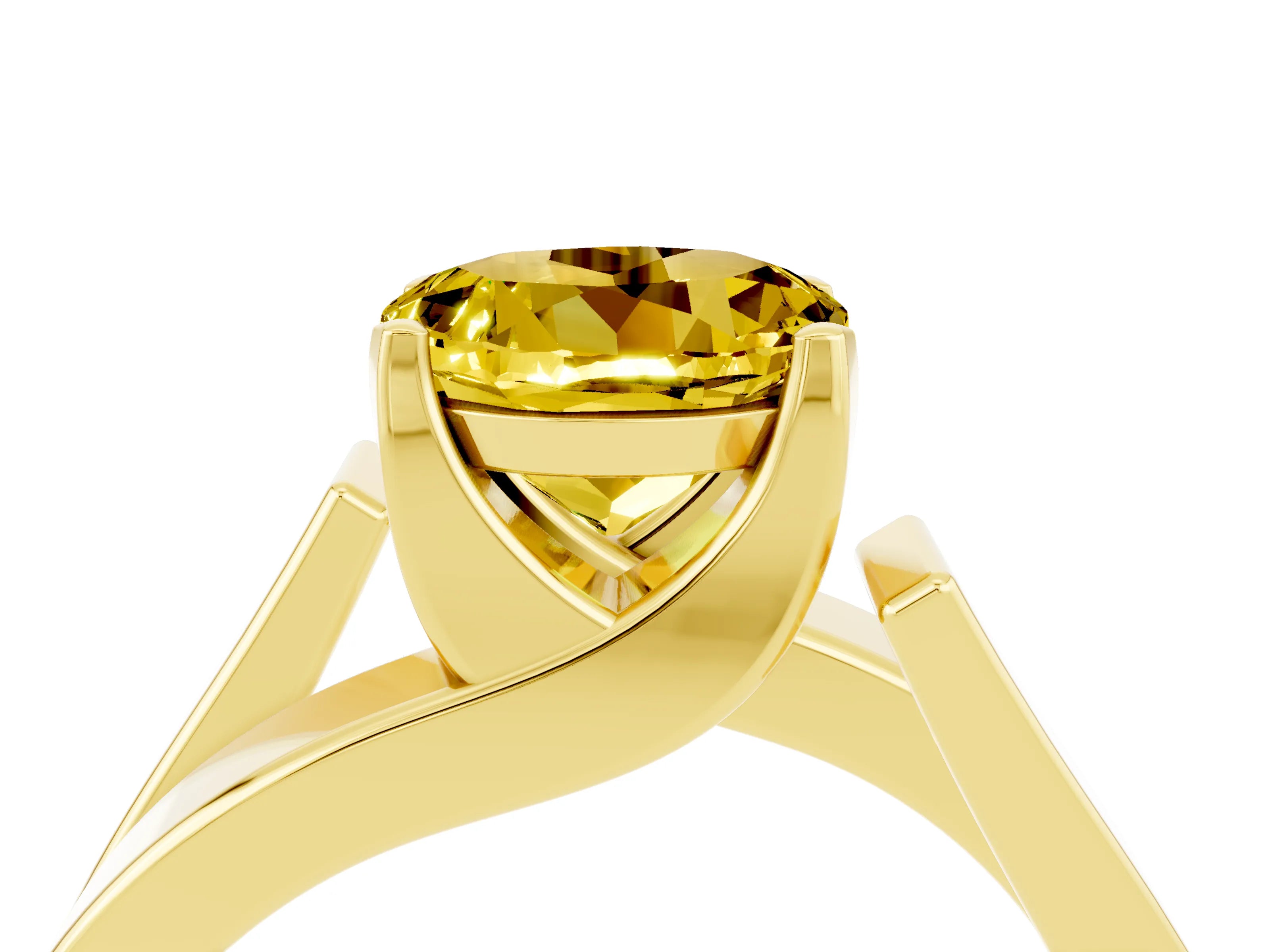 Yellow gold Modern Tension Set Round Cut Yellow Sapphire Solitaire Wide Band Ring_16