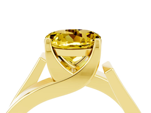Yellow gold Modern Tension Set Round Cut Yellow Sapphire Solitaire Wide Band Ring_16