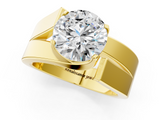 Yellow gold Modern Tension Set Round Solitaire Wide Band Ring_110