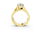 Yellow gold Modern Tension Set Round Solitaire Wide Band Ring_112
