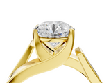 Yellow gold Modern Tension Set Round Solitaire Wide Band Ring_113
