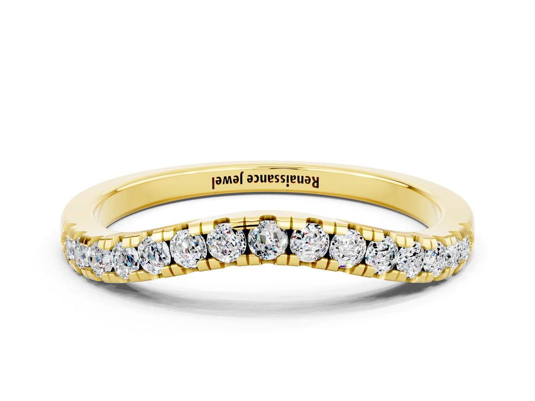 Yellow gold Moissanite Pavé Curved Wedding Band_6