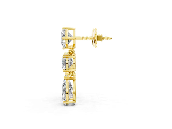 Yellow gold Multi-Shape Diamond Drop Earring