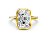 Yellow gold Old Mine Elongated Cushion Diamond Bezel Set Ring_17