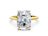 Yellow gold Old Mine Elongated Cushion Diamond Classic Band Four Prong Solitaire Ring_11