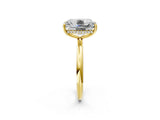 Yellow gold Old Mine Elongated Cushion Diamond Classic Band Four Prong Solitaire Ring_13
